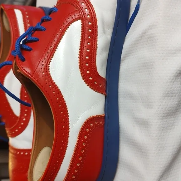 Men's Allen Edmonds Red, White &amp; Blue Oxford Comfort Shoes( Specialty Make)