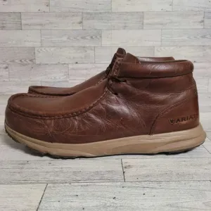 Men's Ariat Spitfire Western Brown Leather Waterproof Chukka Boots Sz 14 Moc Toe