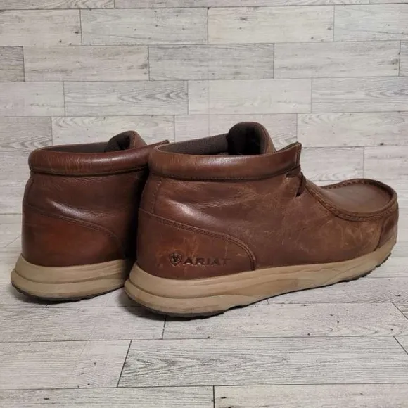Men's Ariat Spitfire Western Brown Leather Waterproof Chukka Boots Sz 14 Moc Toe
