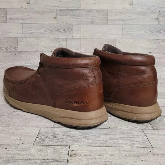Men's Ariat Spitfire Western Brown Leather Waterproof Chukka Boots Sz 14 Moc Toe
