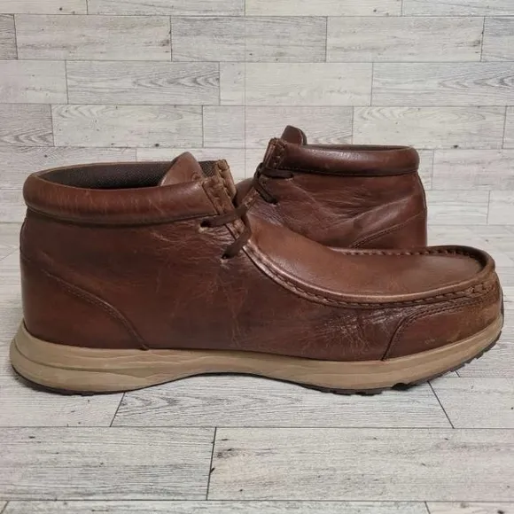 Men's Ariat Spitfire Western Brown Leather Waterproof Chukka Boots Sz 14 Moc Toe