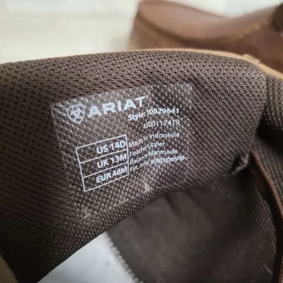 Men's Ariat Spitfire Western Brown Leather Waterproof Chukka Boots Sz 14 Moc Toe