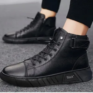 Men's British Style High Top Zippered, Plush Lined Leather Boots. Size 13. NWT