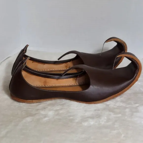 Men's Brown All Leather Handmade‎ Punjabi Jutti Shoes