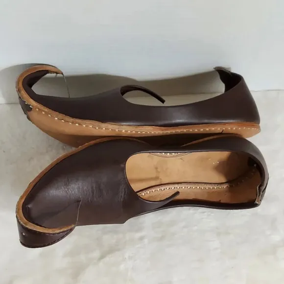 Men's Brown All Leather Handmade‎ Punjabi Jutti Shoes