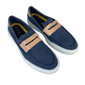 Men’s Cole Haan Grand Loafers Slip On Shoes Blue Tan Canvas Size 11 Penny