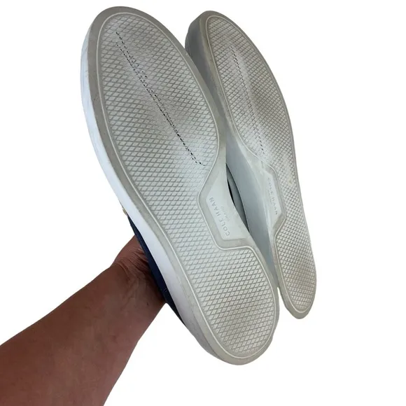Men’s Cole Haan Grand Loafers Slip On Shoes Blue Tan Canvas Size 11 Penny