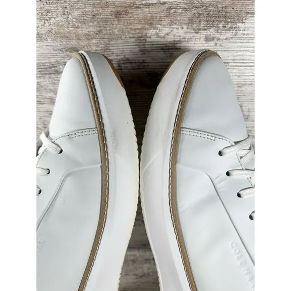 Mens' Cole Haan GrandPro Topspin Optic White Leather Sneaker Sz 11M