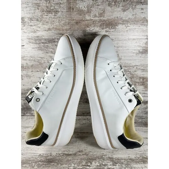 Mens' Cole Haan GrandPro Topspin Optic White Leather Sneaker Sz 11M