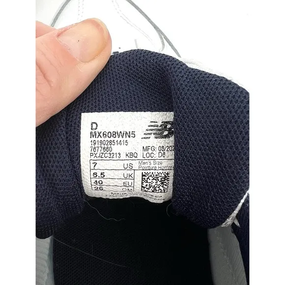 Mens New Balance MX608WN5 Size 7 White Navy Training Running Shoes Dad Casual