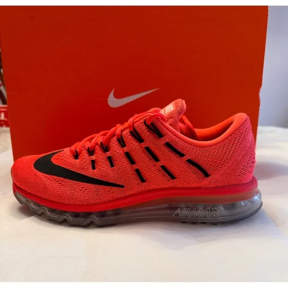 MEN’S NIKE AIR MAX 2016 in a BRIGHT CRIMSON /BLCK-UNVRSTY RD Size 7.5