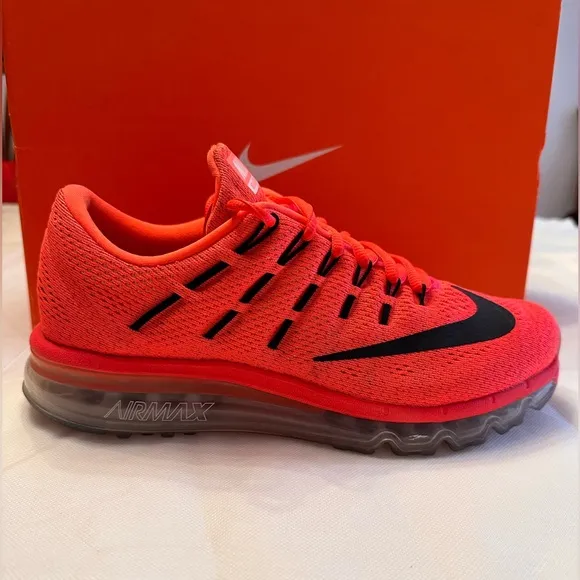 MEN’S NIKE AIR MAX 2016 in a BRIGHT CRIMSON /BLCK-UNVRSTY RD Size 7.5