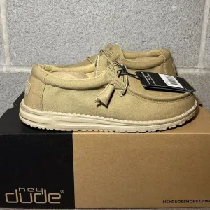 Men's Original Hey Dude Wally Chestnut Canvas Laced-Up‎ Loafer Shoes Size 8
