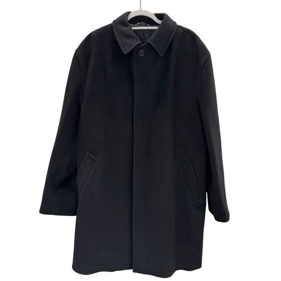 Mens Ralph Lauren Black Warm Wool Blend Peacoat Hidden Buttons Front Pockets L42