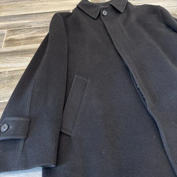 Mens Ralph Lauren Black Warm Wool Blend Peacoat Hidden Buttons Front Pockets L42