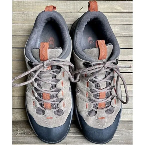 Mens Salomon Tan Leather Athletic Outdoor Trail Hiking Sneakers Shoes Size 7.5 D