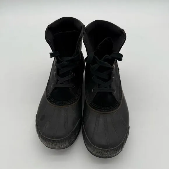 Men’s Sorel Black Leather Rubber Waterproof Snow Boots Lace Up Size 10