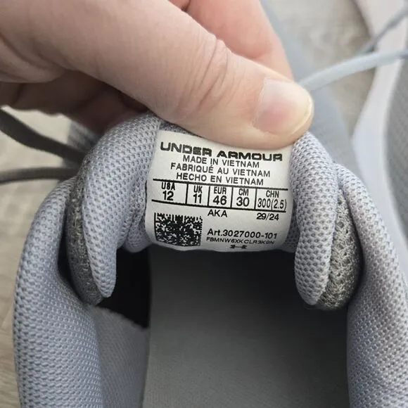 Men's Under Armour Charged Edge Training Shoes Gray/white‎  Sz12 New Without Box