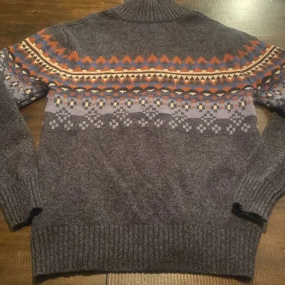 Men's Stetson Western Gray Patterned Sweater Zip up Cardigan XL