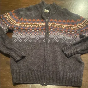 Men's Stetson Western Gray Patterned Sweater Zip up Cardigan XL