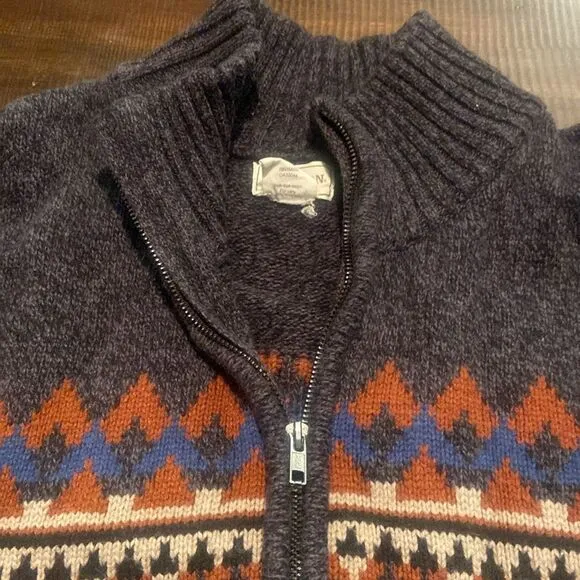 Men's Stetson Western Gray Patterned Sweater Zip up Cardigan XL