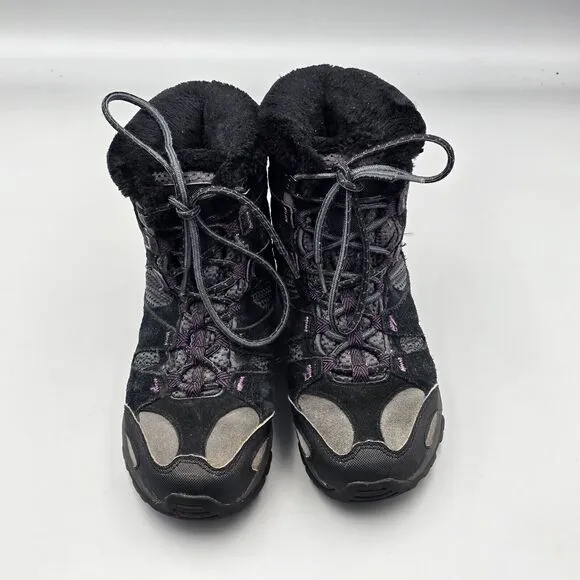 Merrel Women's Size 6.5 US GUC Damson Black Insulated Fleecd Winter Ankle Boots