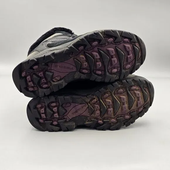Merrel Women's Size 6.5 US GUC Damson Black Insulated Fleecd Winter Ankle Boots