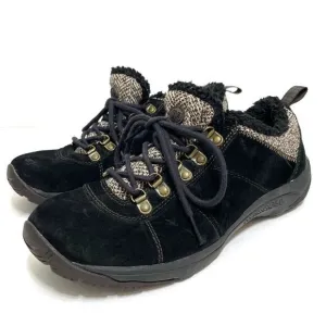 Merrell Black Suede Women’s Hiking Shoes With Faux Sherpa And Tweed Accents