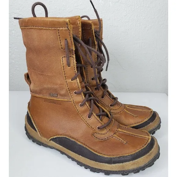 Merrell Boots Tremblant Insulated Oak Brown Leather Fur J45724