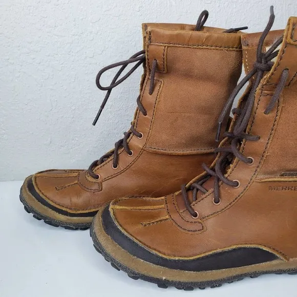 Merrell Boots Tremblant Insulated Oak Brown Leather Fur J45724