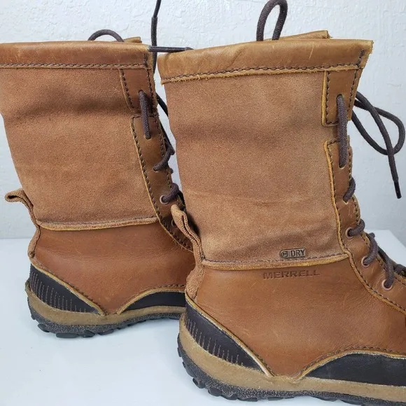 Merrell Boots Tremblant Insulated Oak Brown Leather Fur J45724