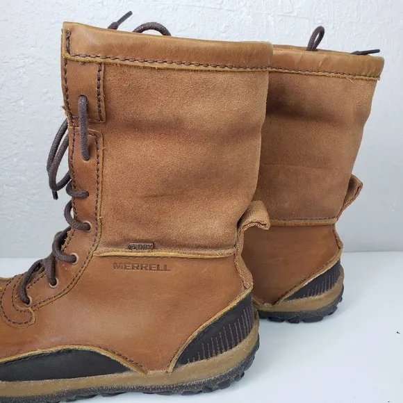 Merrell Boots Tremblant Insulated Oak Brown Leather Fur J45724