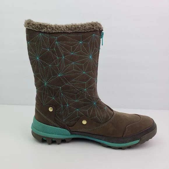 Merrell Bracken Womens Size 9 Brown Teal Leather 400 Gram Insulated Warm Winter
