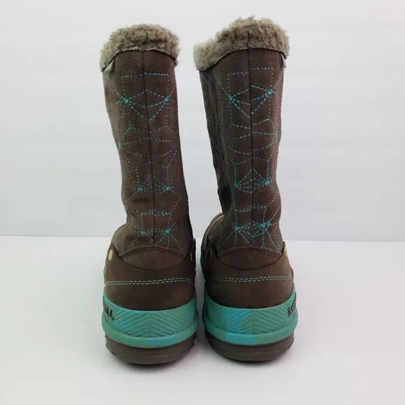 Merrell Bracken Womens Size 9 Brown Teal Leather 400 Gram Insulated Warm Winter
