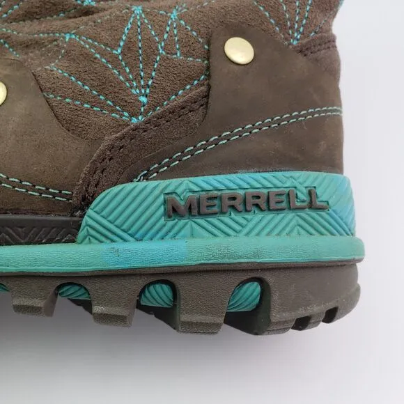 Merrell Bracken Womens Size 9 Brown Teal Leather 400 Gram Insulated Warm Winter