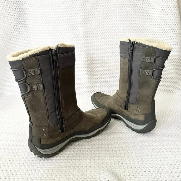 Merrell Grey Pewter Mid Calf Murren Waterproof Hiking Zip Boots Lined 10 J02165