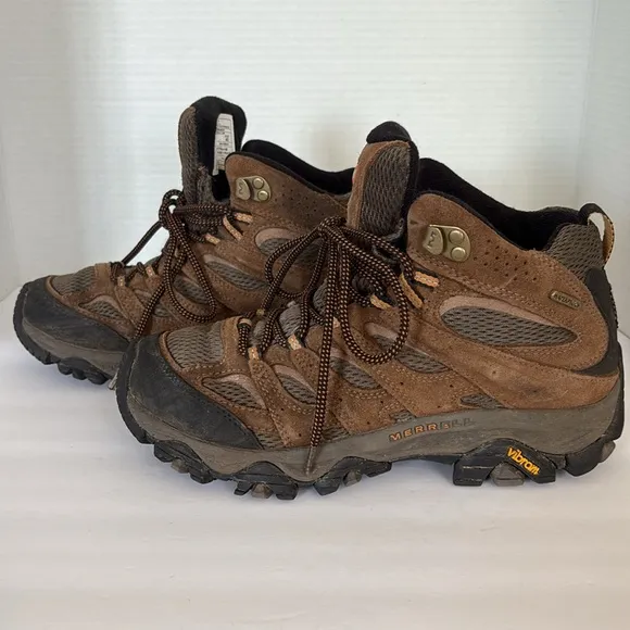 Merrell Men's Moab Mid Waterproof Hiking Boots All Terrain Rugged Outdoors Sz 7‎