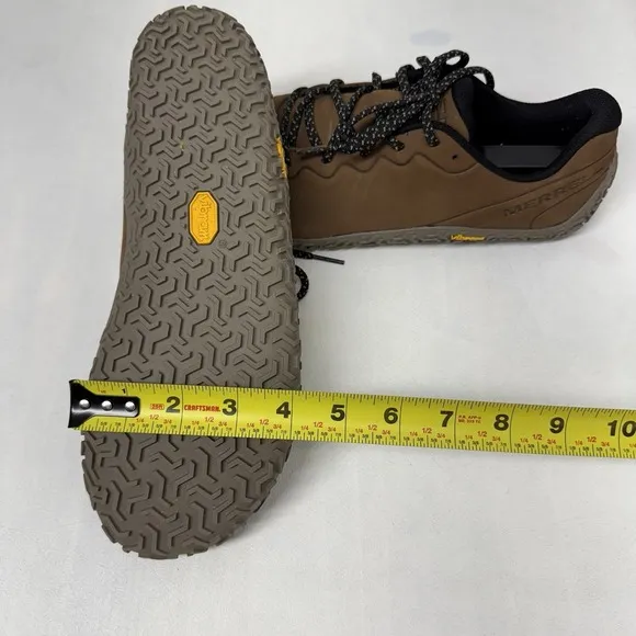 Merrell Men's Vapor Glove 6 Brown Leather Sz 9 Outdoor Hiking Barefoot