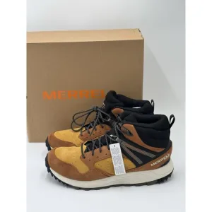 Merrell Men's Wildwood Mid Leather Waterproof Hiking Boots Spice Gold Sz 12 NEW