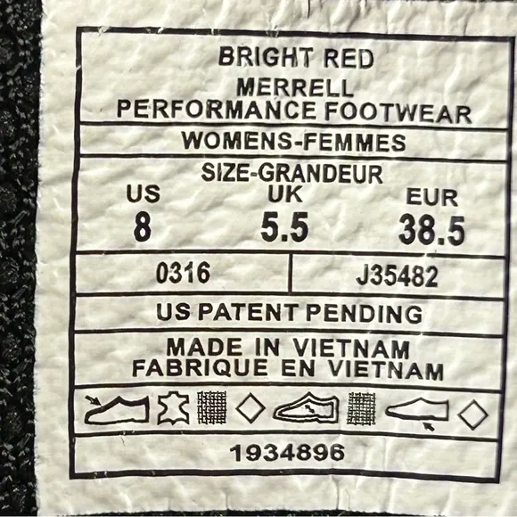Merrell Red and Green Athletic Shoes for Trail Running