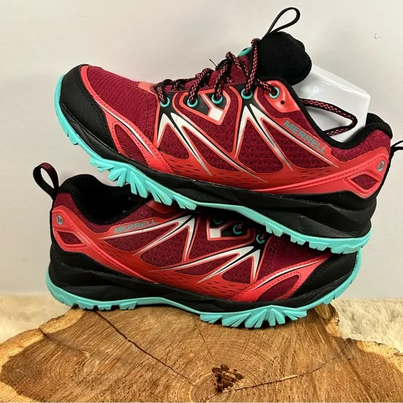 Merrell Red and Green Athletic Shoes for Trail Running