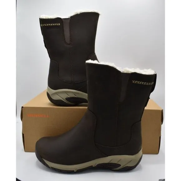 Merrell Size 7 Wide Width Encore 4 Tall Polar Waterproof Insulated Leather Boots