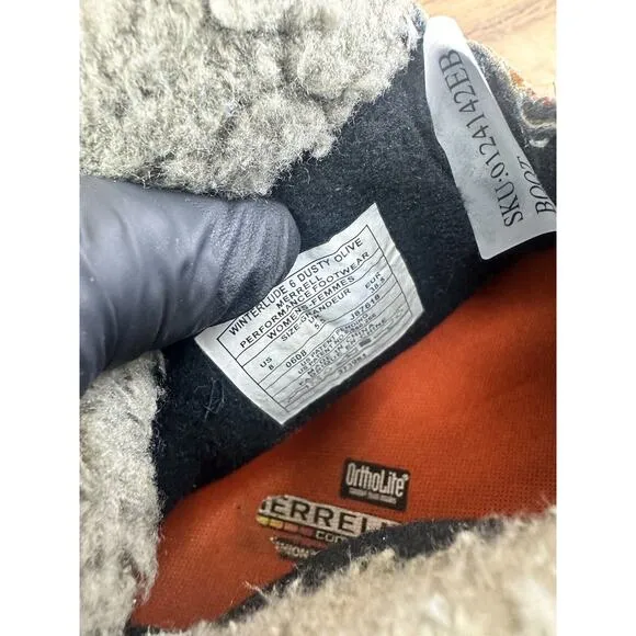 Merrell Size 8 Winterlude 6 Gray Leather WP Insulated Polartec Winter Bo…