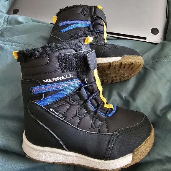 Merrell Snow Crush 3.0 Jr Waterproof Insulated Boots, Size 6, Black/Blue NEW