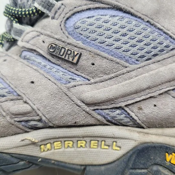 Merrell Womens Moab 2 Mid J19896 Gray Hiking Boots Shoes Vibram Womens Size 8.5