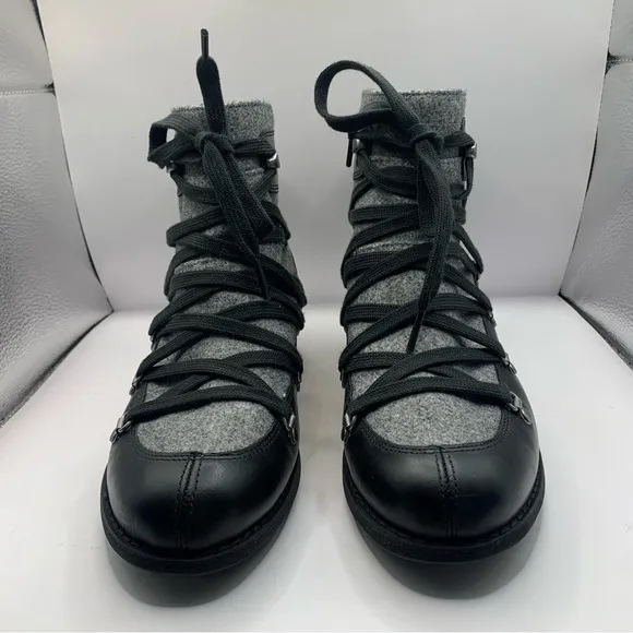 Merrell Women's Shiloh II Warm Black Leather Gray Felt Zip Boots Size 9