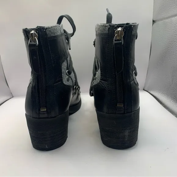 Merrell Women's Shiloh II Warm Black Leather Gray Felt Zip Boots Size 9