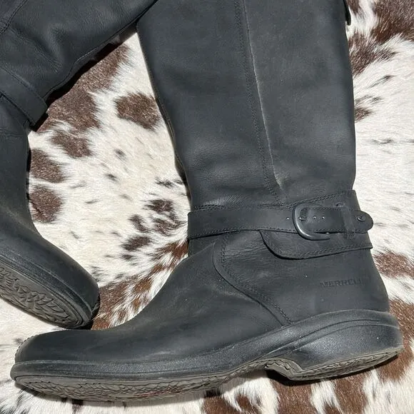 Merrell Captiva- Buckle Top- Waterproof Tall Leather Boot Size 11 A15