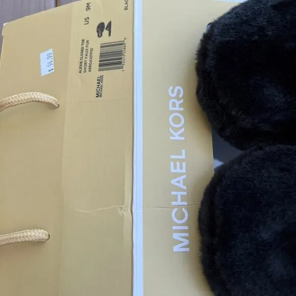 Michael Kors Alexis Closed toe Sherpa Slides Black