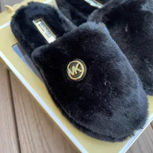 Michael Kors Alexis Closed toe Sherpa Slides Black